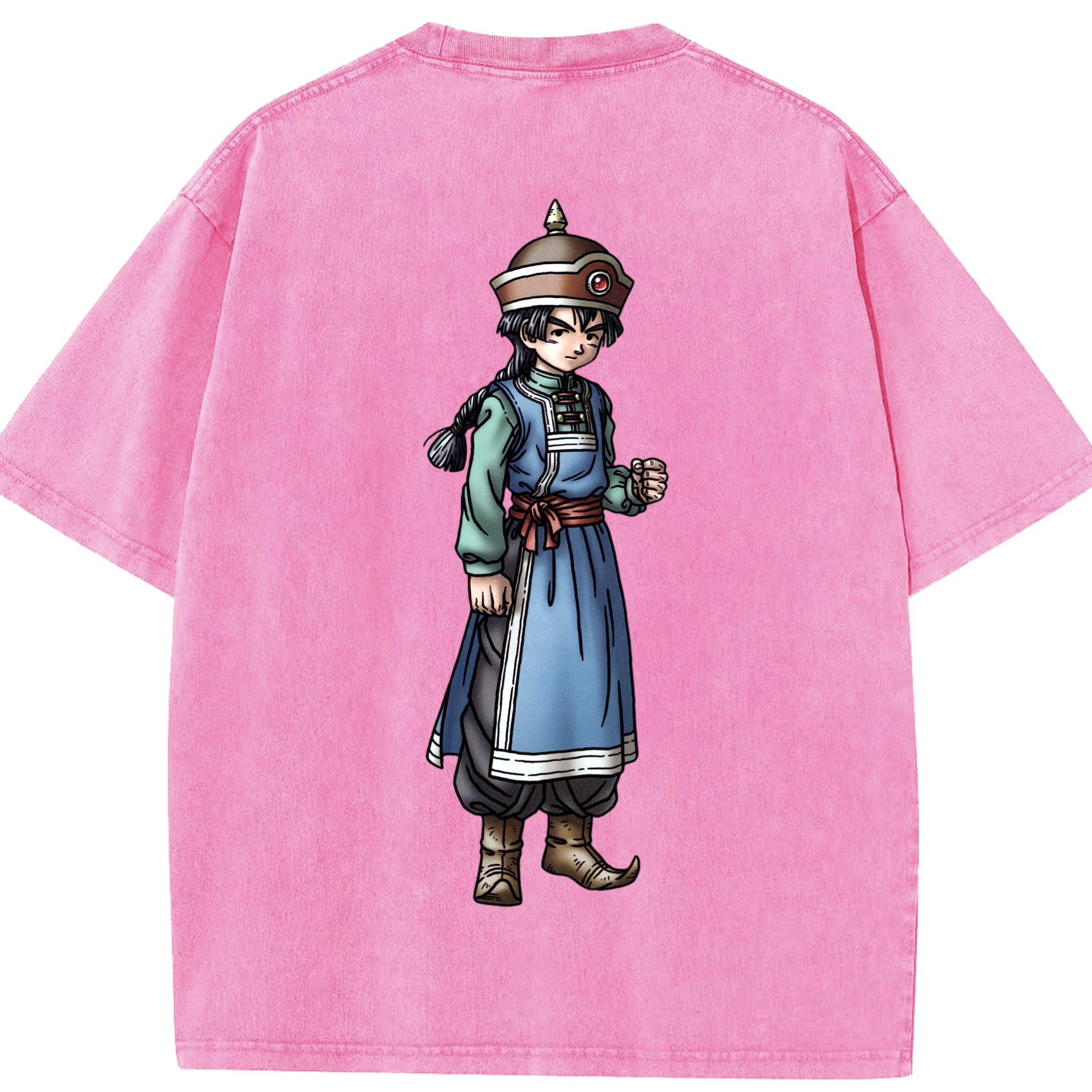 （画像用） ドラゴンクエスト Doragon Kuesuto Dragon Quest 綿100% ヴィンテージ風 半袖Tシャツ（背面プリント）